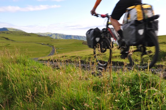 Paul riding to Thakgill Iceland