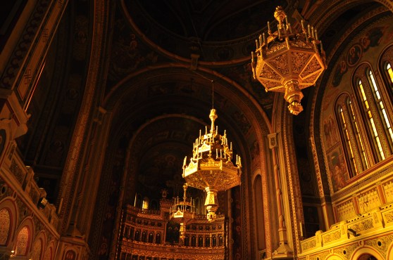 Chandeliers like floating castles in the Timisoara Orthodox Cathedral